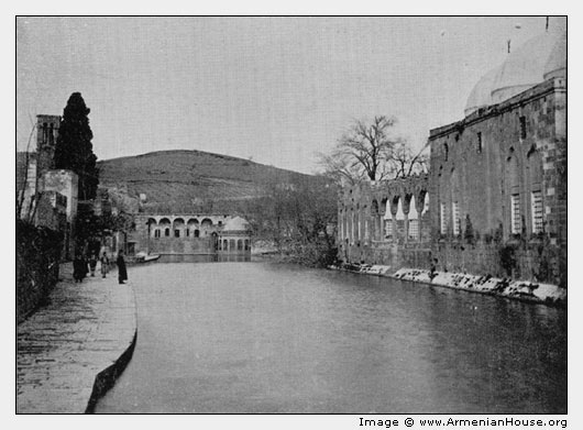 The Mosque of Abraham and Pool of Sacred Fishes at Edessa.