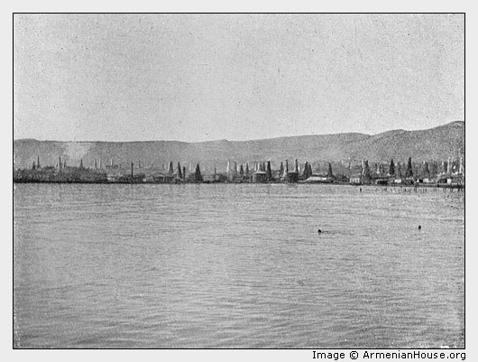Baku. General View of the Bibi Eybat Oil Fields.