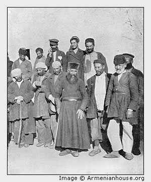 Group of Armenian Villagers at Nazarabad. Priest in the Foreground.